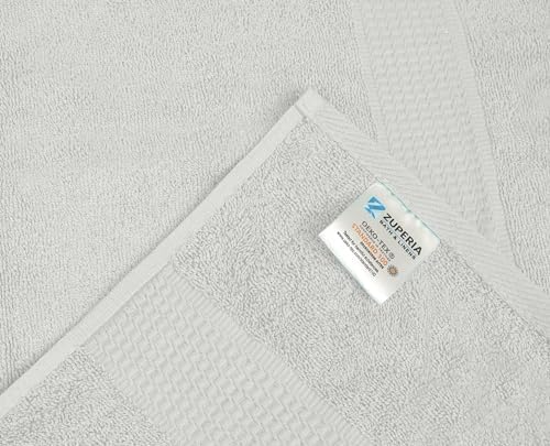 Zuperia Premium 100 Cotton Lightweight Absorbent 30x60-inch 4-Pack Cloud Grey