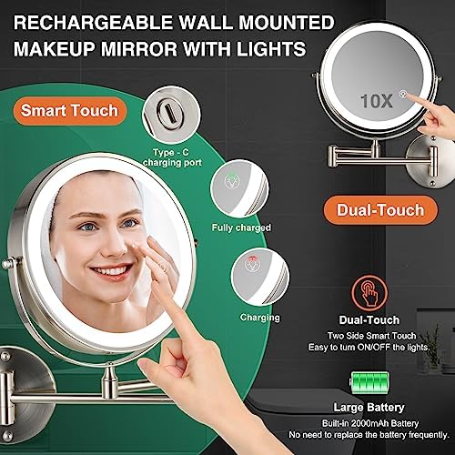 Rechargeable LED Wall-Mounted Makeup Mirror