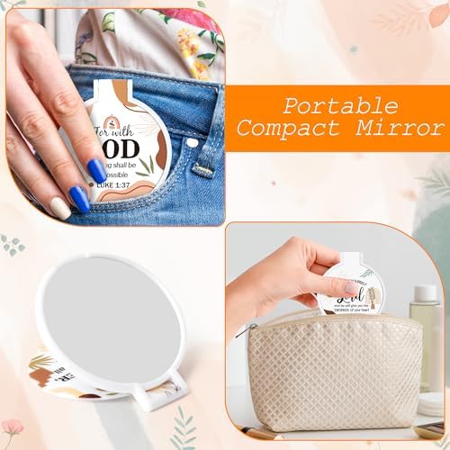 36-Piece Bible Verse Compact Mirrors - Boho Christian Gifts
