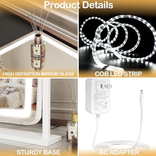 Curved Lighted Makeup Mirror with 360 Rotation