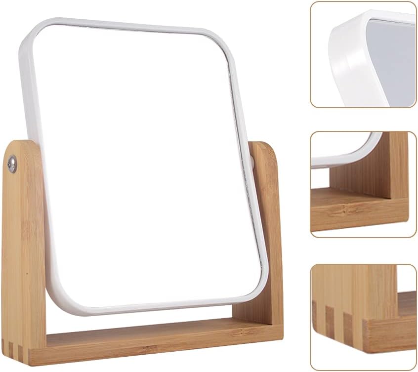 Makeup Mirror with Bamboo Stand