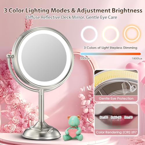 VESAURProfessional 85Large Lighted Makeup Mirror Pearl Nickel