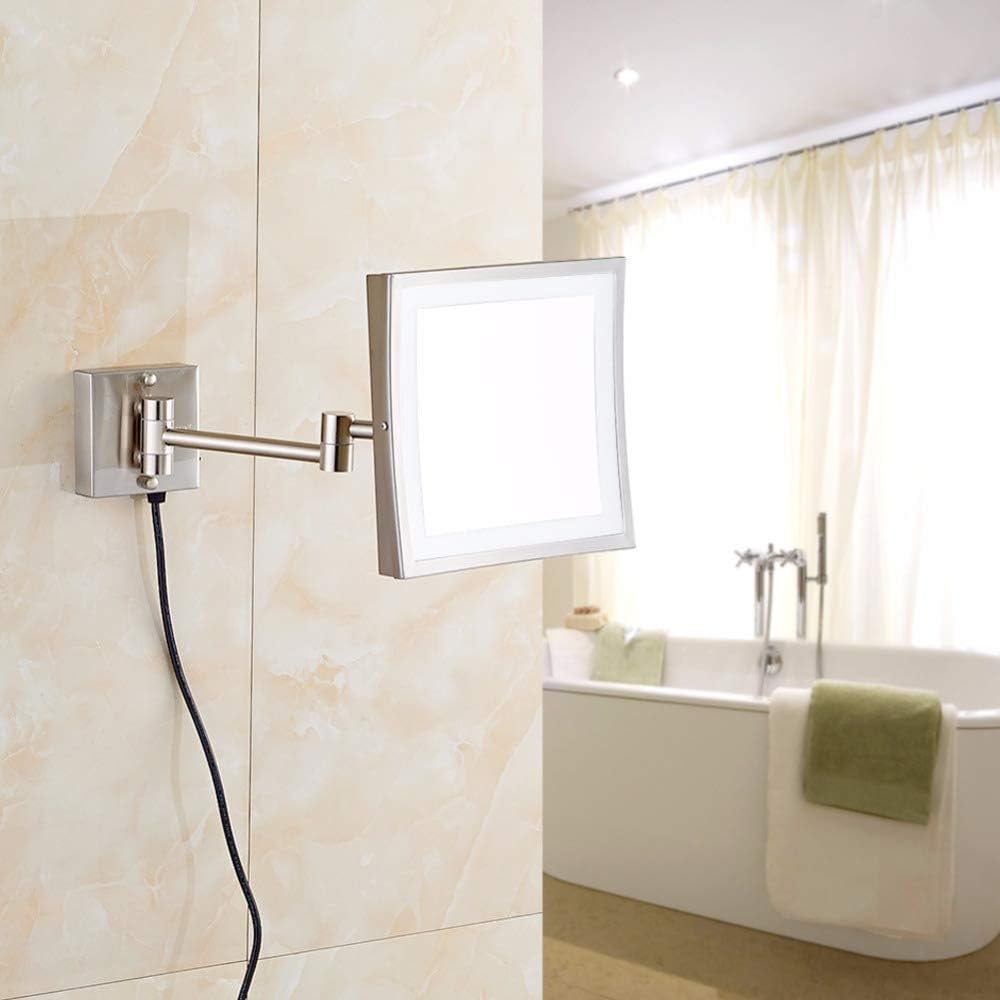 Wall-Mounted Vanity Mirror Magnifying Shaving Nickel Finish 85-inch 3X