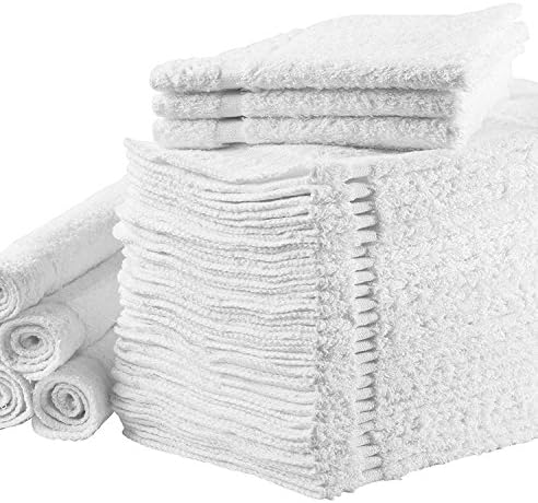 12x12 White Washcloth Set Premium 100 Cotton Soft and Absorbent