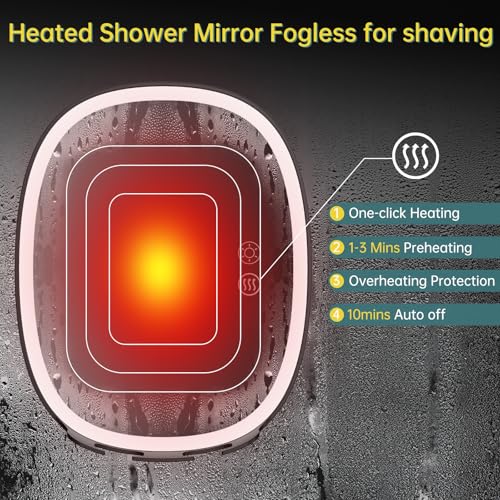 360 heated shower mirror for a fog-free shave