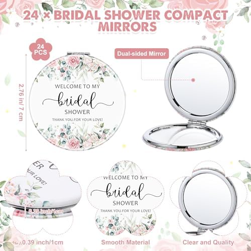 Elegant Bridal shower Favor Set with 24 compact makeup mirrors
