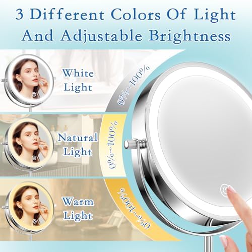 Vanity Mirror with Lights 7 Rechargeable 1x10x Lighted Makeup Mirror