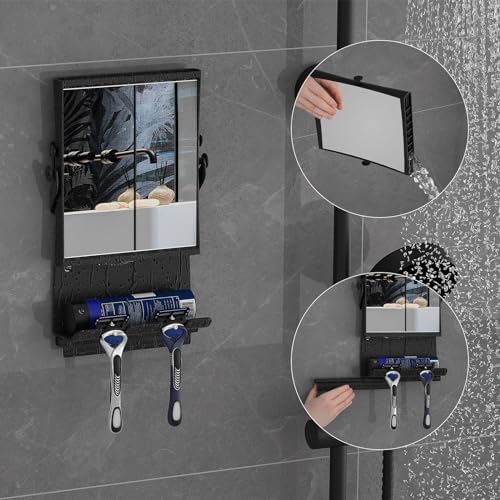 Fogless Dual-Sided Shower Mirror - Rust-Proof and Slick Black Design