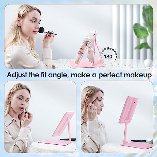 ESWU Compact Folding Travel Makeup Mirror with Light