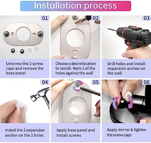 Durable Wall-Mounted Makeup Vanity Mirror with Rechargeable LED 1x7x Magnification