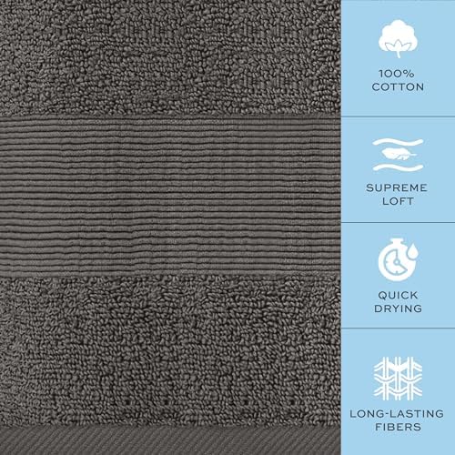 White Classic Resort Bath Sheet Towels 2 Pack - Charcoal