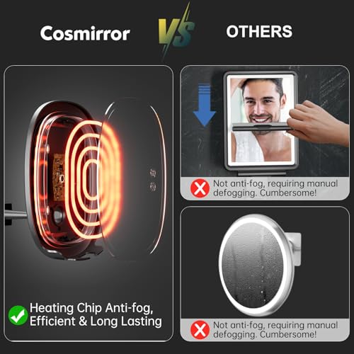 360 heated shower mirror for a fog-free shave