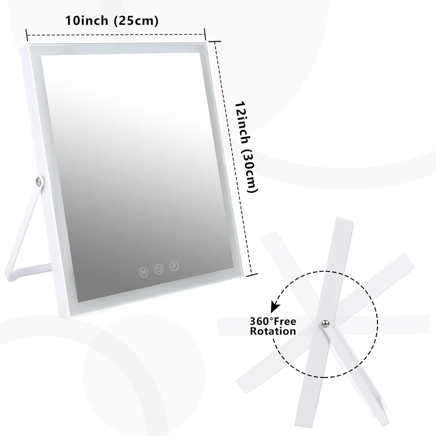 compact makeup mirror with lights 10x12 inch