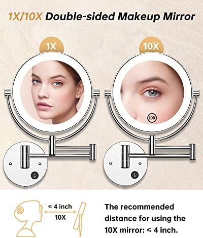 Gospire 85 Wall Mounted Lighted Magnifying Mirror with 360 Swivel
