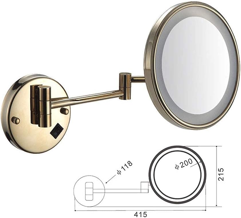 Bathroom Mirror with 3X Magnification Foldable USB Charged