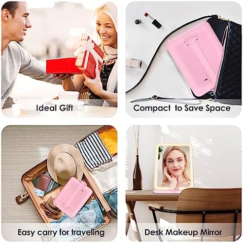 ESWU Compact Folding Travel Makeup Mirror with Light