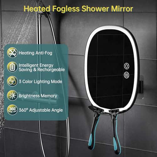 360 heated shower mirror for a fog-free shave