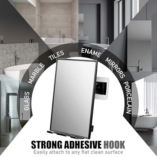 Shower Mirror with 2 Replaceable razors Squeegee 360 Adjustable