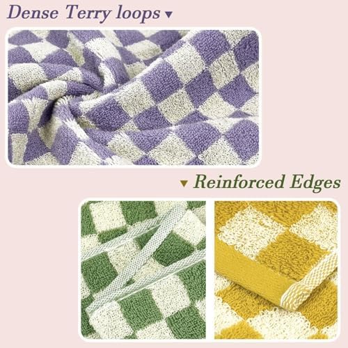 Jacquotha Bath Hand Towels 4-Piece Checkered Soft Absorbent