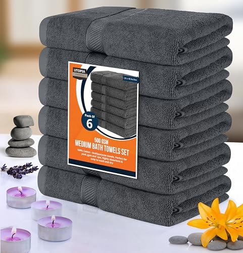 Utopia 6-Pack Bath Towels Set 24x48 500 GSM