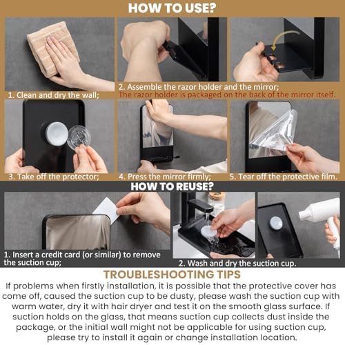 SAFEST and CONVENIENT shower shaving mirror