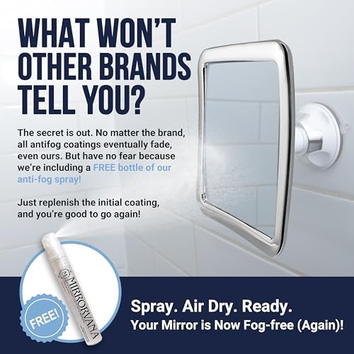 MirrorVana Chromed Fogless Shower Mirror