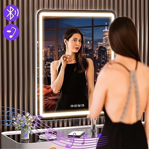Vanity Mirror with Lights and Bluetooth Speaker
