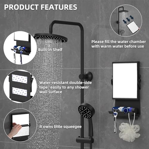 Fogless Dual-Sided Shower Mirror - Rust-Proof and Slick Black Design