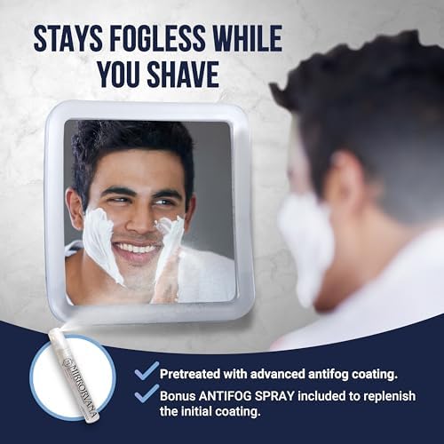 Compact Travel Shower Mirror with Anti-Fog Suction