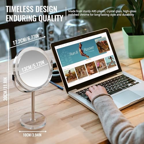 Double-Sided 20X Magnifying Makeup Mirror with 360 Rotation