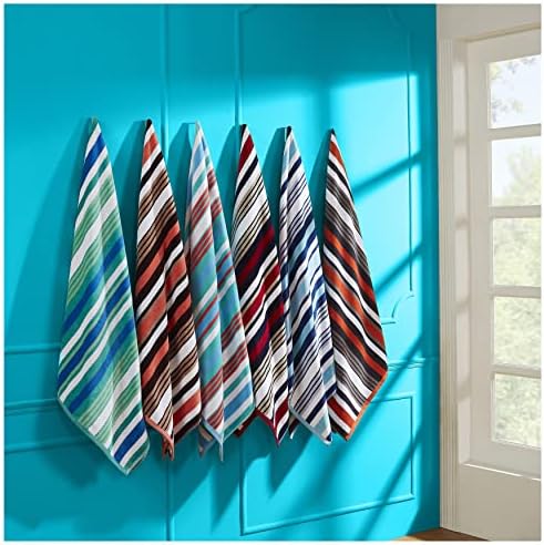 Set of 2 100 Cotton ripped stripes soft absorbent beach towel