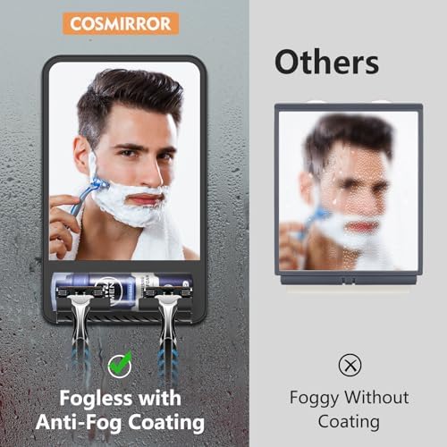 Fogless DotMirror Folding Razor Storage Organizer Shower Mirror