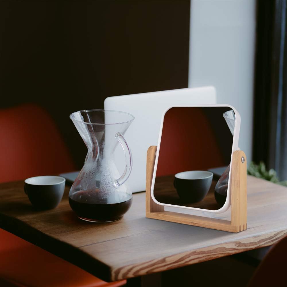 Makeup Mirror with Bamboo Stand