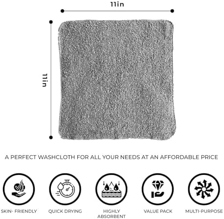 15-Piece Washable 11x11 inch Washcloth Set