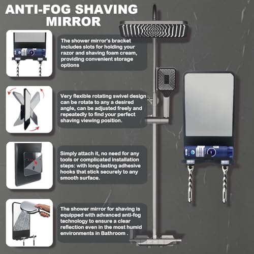 Infitrans - Fogless shower mirror with storage for grooming essentials
