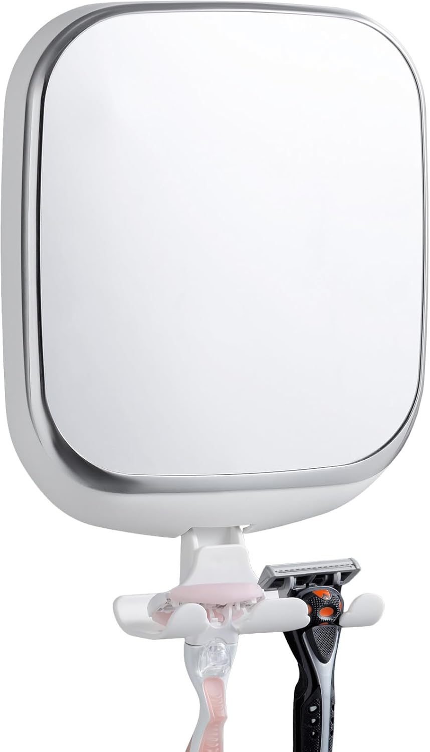 TAILI Fogless shower mirror with Razor Holder White