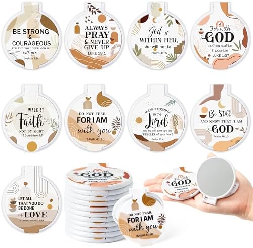 36-Piece Bible Verse Compact Mirrors - Boho Christian Gifts