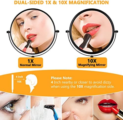 ALHAKIN 10x Double-Sided Magnifying Makeup Mirror