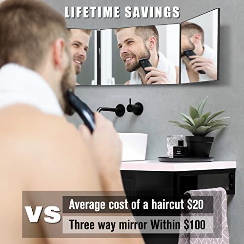 OLIBUY 3 Way Mirror for Haircutting Shaving Makeup