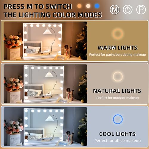 Hansong Vanity Mirror with 15 LED Bulbs 22x18 Make-up Mirror