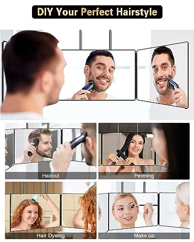 360 Self Hair Cutting Mirror - Clear Anti-Fog HD Glass