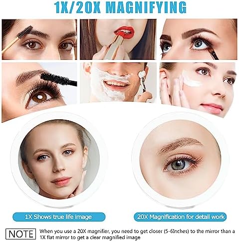 MIYADIVA 20X Magnifying Mirror with LED Light and Adjustable Handle