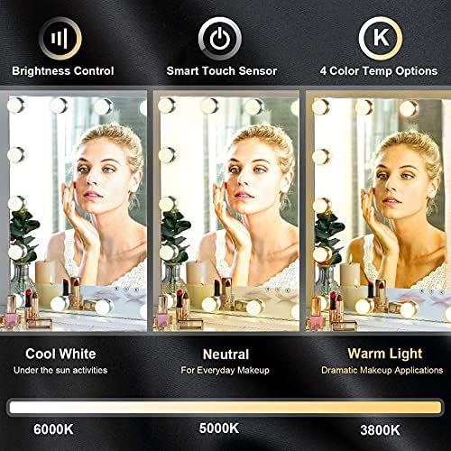 LUXFURNI Hollywood Vanity Mirror with Lights