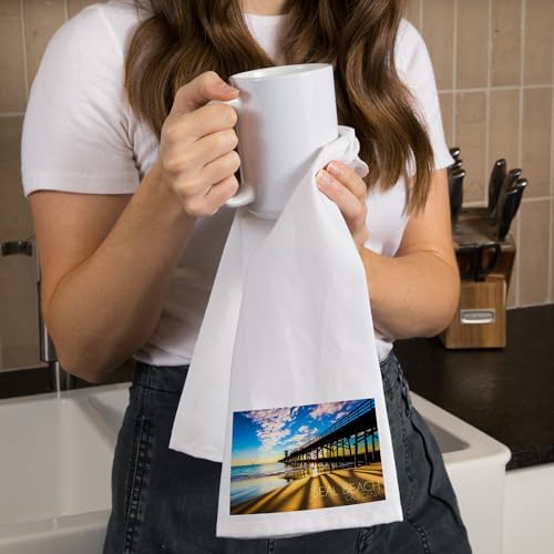 Lantern Press California Seal Beach Pier at Sunset 100 Cotton Beach Towel