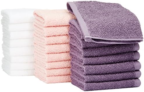 Amazon Basics Washcloth for Bathroom 100 Cotton Fast Drying