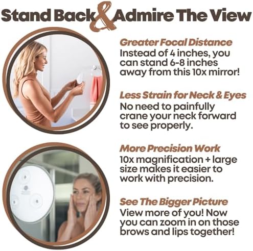 9-Inch Magnifying Mirror with Suction Cups for Makeup and Travel