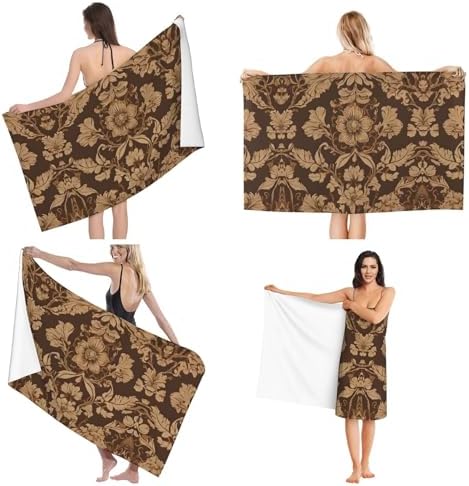 Ornate Floral Printed Microfiber Bath Towels - 52x32in