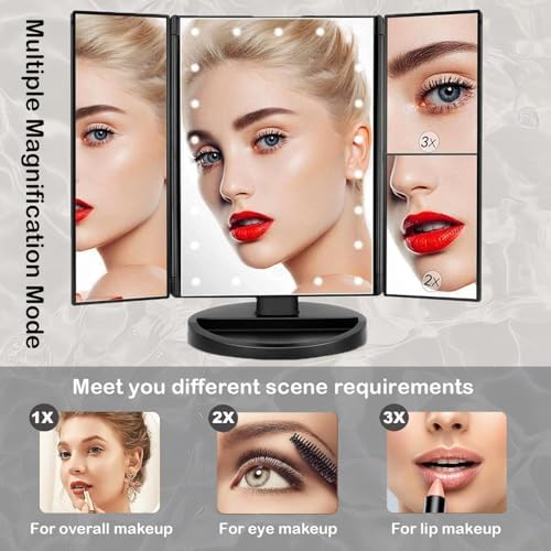 Lighted Vanity Mirror with 3X Magnification