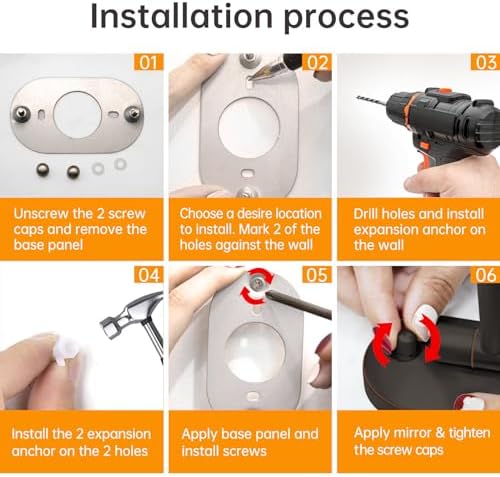 Rechargeable LED Wall-Mounted Makeup Mirror with 7x Magnification