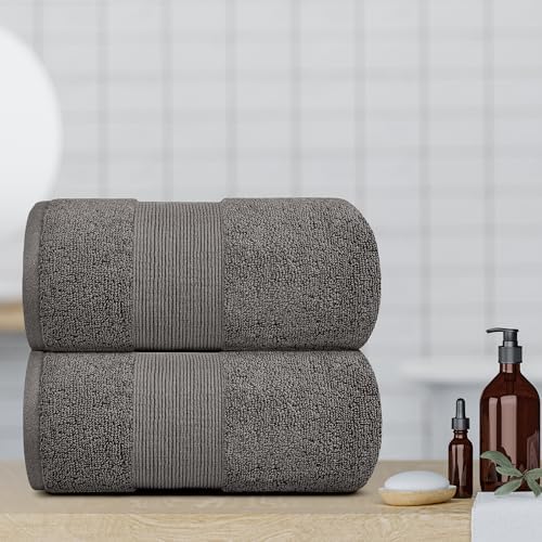 White Classic Resort Bath Sheet Towels 2 Pack - Charcoal